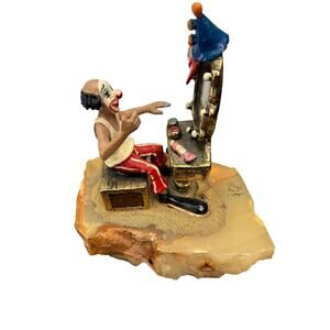 Signed RON LEE CIRCUS CLOWN w/ Mirror & Make-Up 24K GOLD PLATED VINTAGE